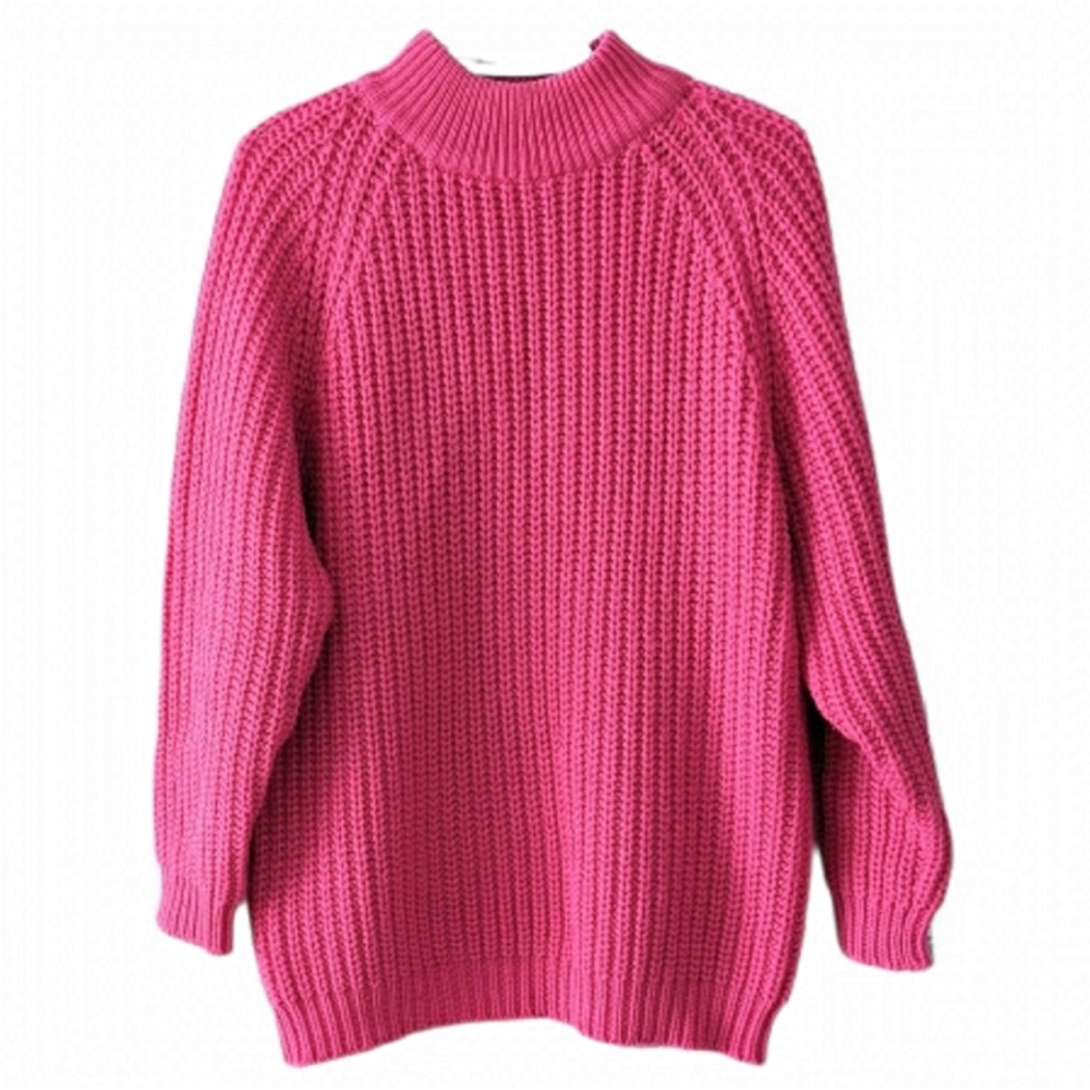 Barbie Pink cable Knit mock neck Sweater Large